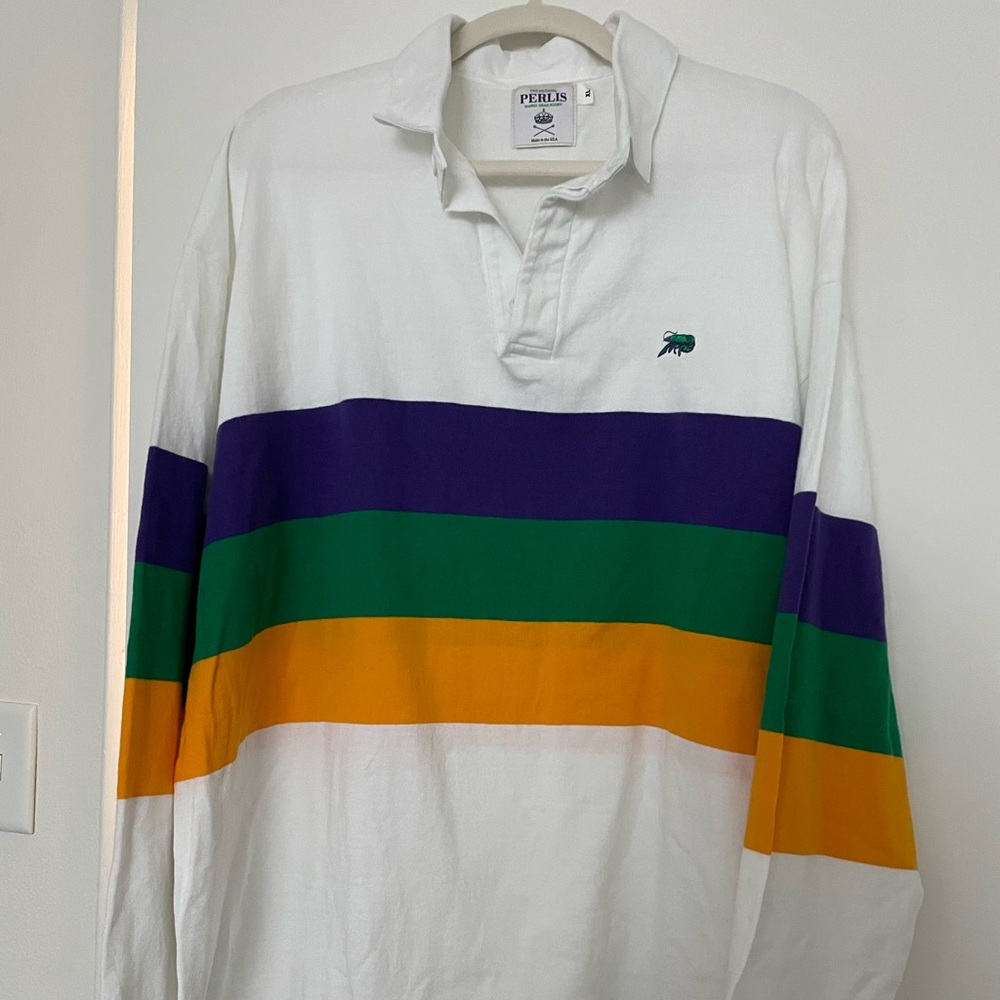 Perils Mardi Gras rugby striped shirt